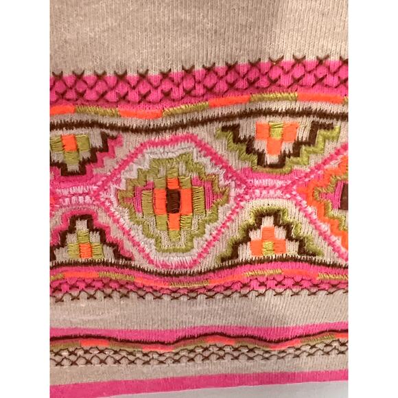 J.Crew size XS top pink/white  stripe embroidered aztec pattern Summery, hippie - Picture 5 of 8
